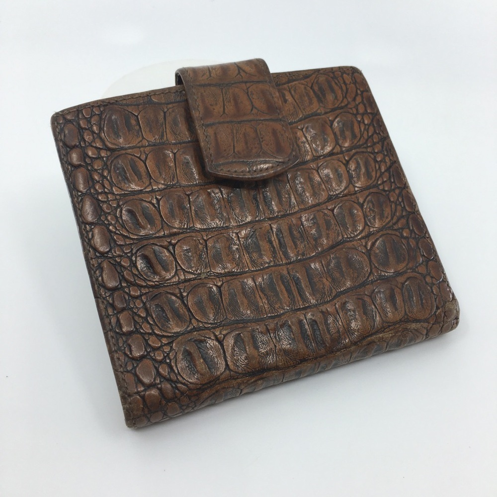 Vintage Brahmin Brown Croc-Embossed Leather Wallet Square